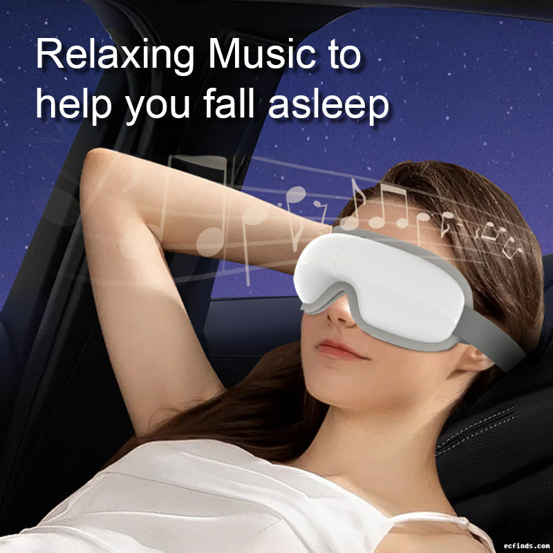 Wireless eye care device, eye mask, music, heating, air compress