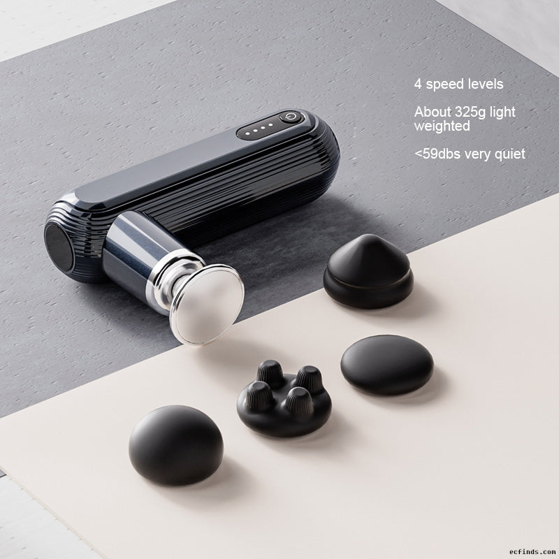 Mini 4-speed multi-head 2-in-1 deep tissue massage gun with hot compress