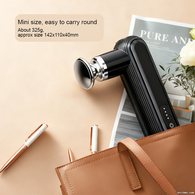 Mini 4-speed multi-head 2-in-1 deep tissue massage gun with hot compress