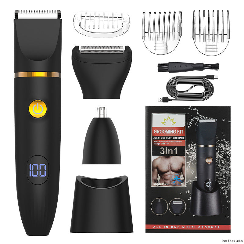 Men's 3-in-1 multi-functional hair remover, electric nose ear hair trimmer and body hair trimmer