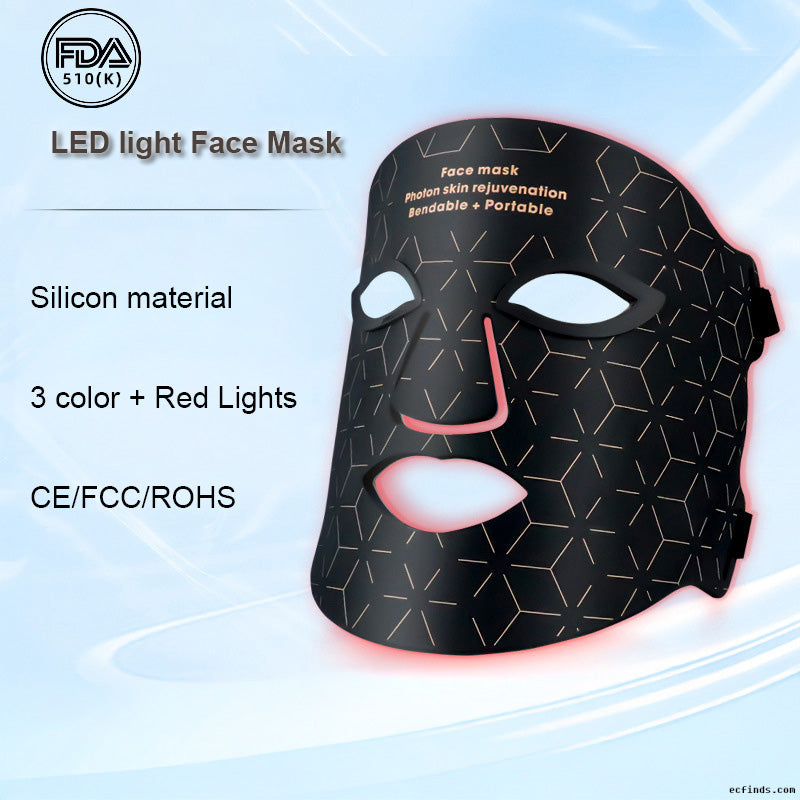 LED red and blue light beauty , home charging large exhaust light, silicone facial photon  device with neck strap