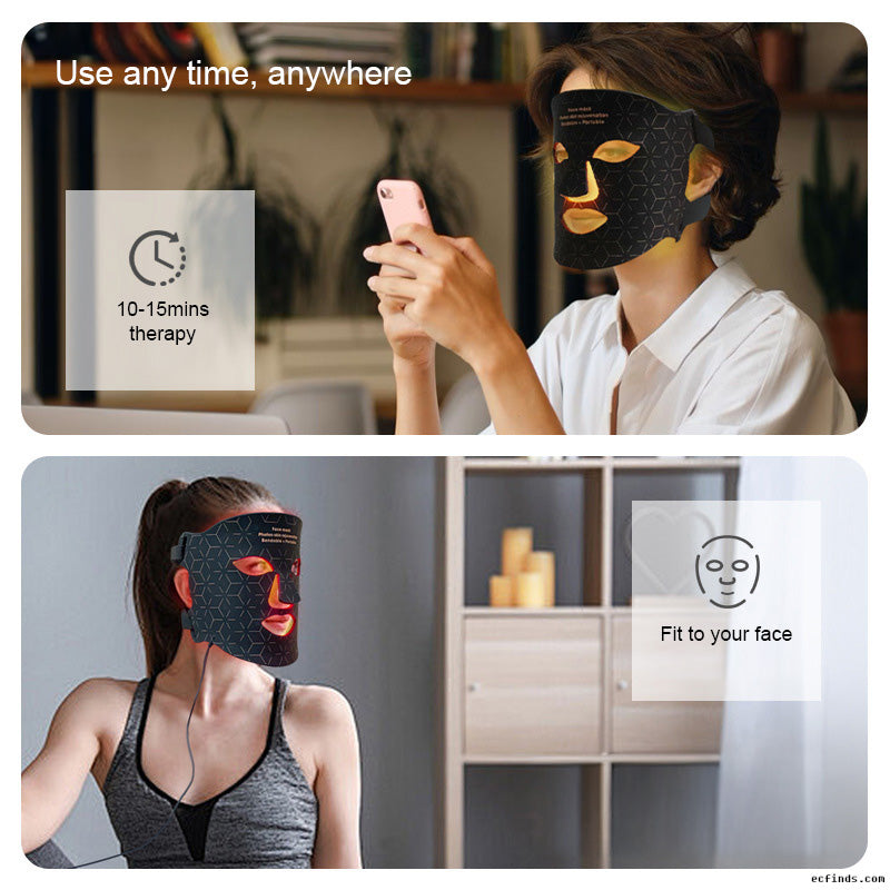 LED red and blue light beauty , home charging large exhaust light, silicone facial photon  device with neck strap