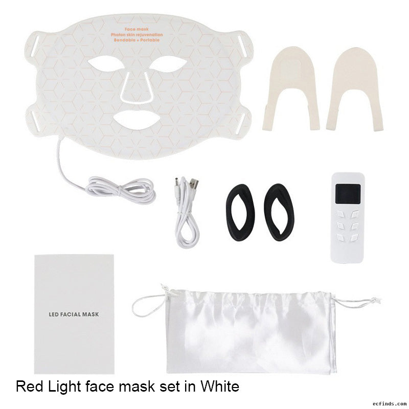 LED red and blue light beauty , home charging large exhaust light, silicone facial photon  device with neck strap