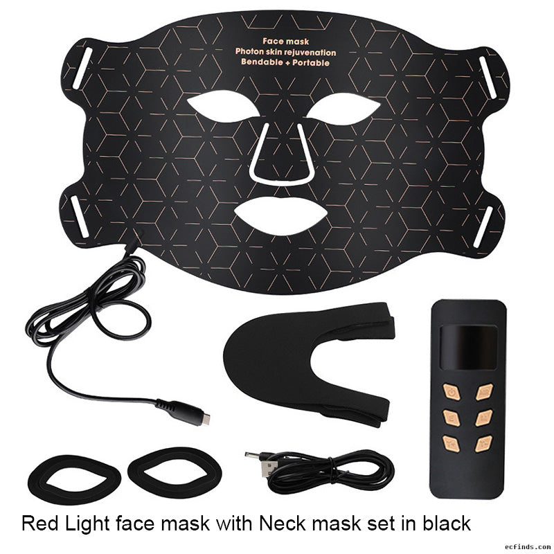 LED red and blue light beauty , home charging large exhaust light, silicone facial photon  device with neck strap