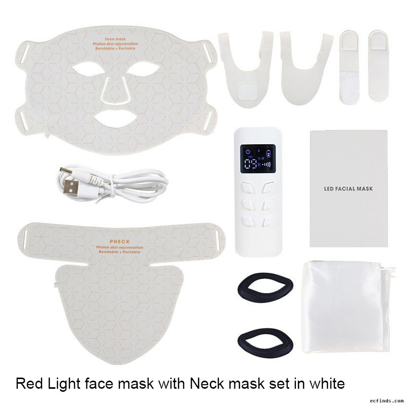 LED red and blue light beauty , home charging large exhaust light, silicone facial photon  device with neck strap