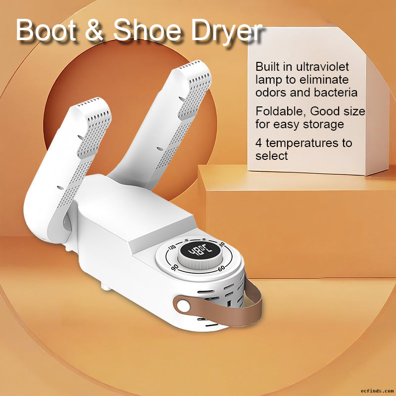 Timed shoe dryer, foldable, extendable, portable, constant-temperature blue light dehumidifying and shoe dryer