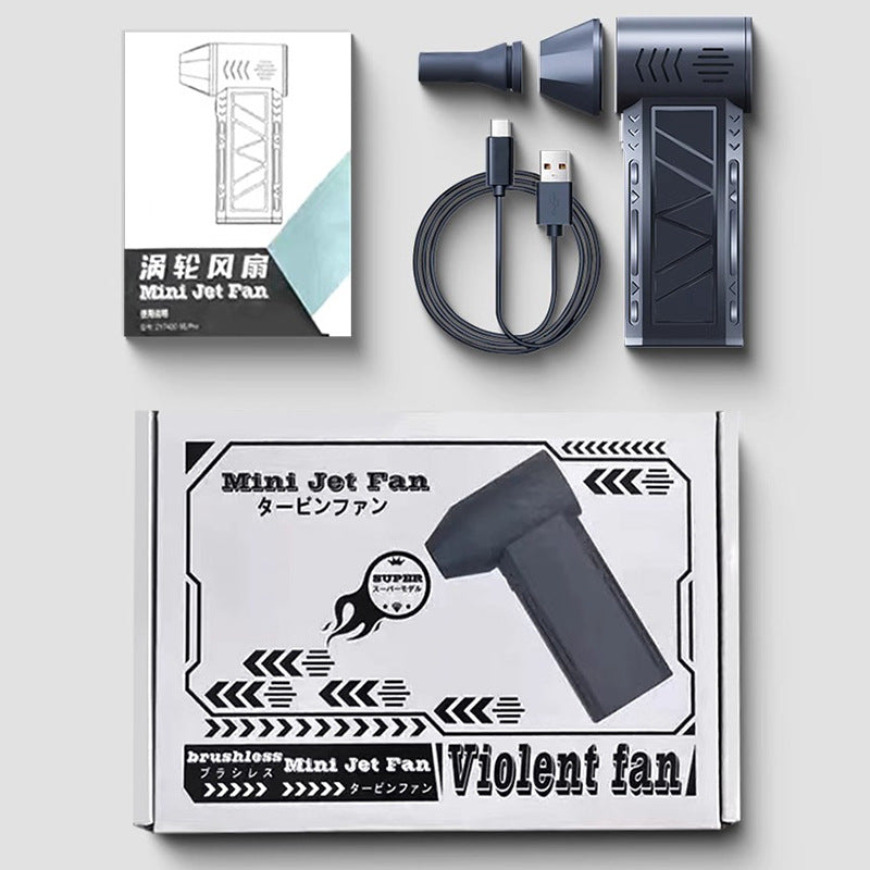 Violent fan 130,000 RPM turbo USB outdoor handheld mini brushless high-speed fan with LED light for blowing snow